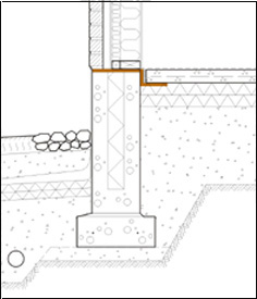 Membranet installeras på grundmuren, mellan plattan på marken och värmeisoleringen. 