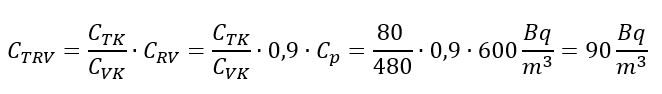 The mathematic formula to calculate the annual average radon concentration